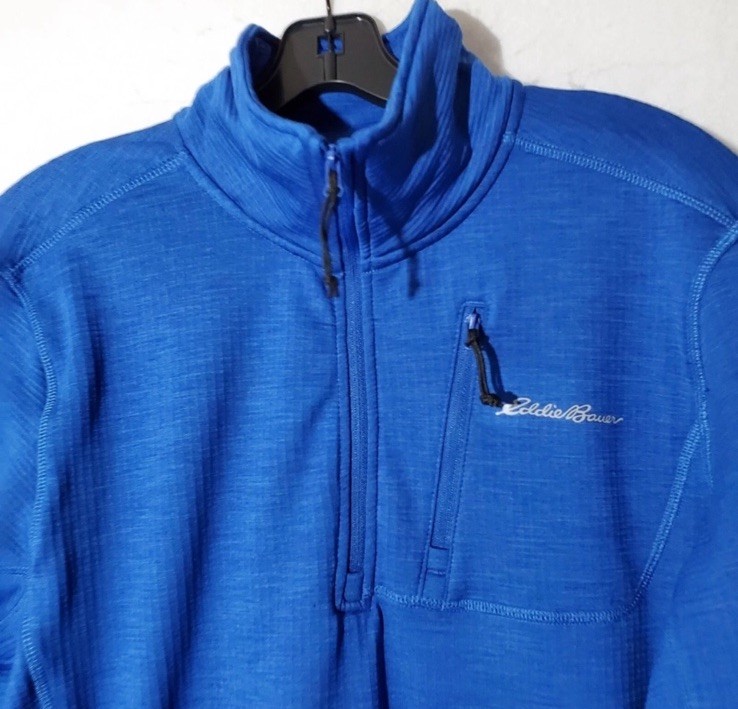 Eddie Bauer Men’s XL Blue 1/4 Zip Fleece Pullover Mock Neck w/ Pockets
