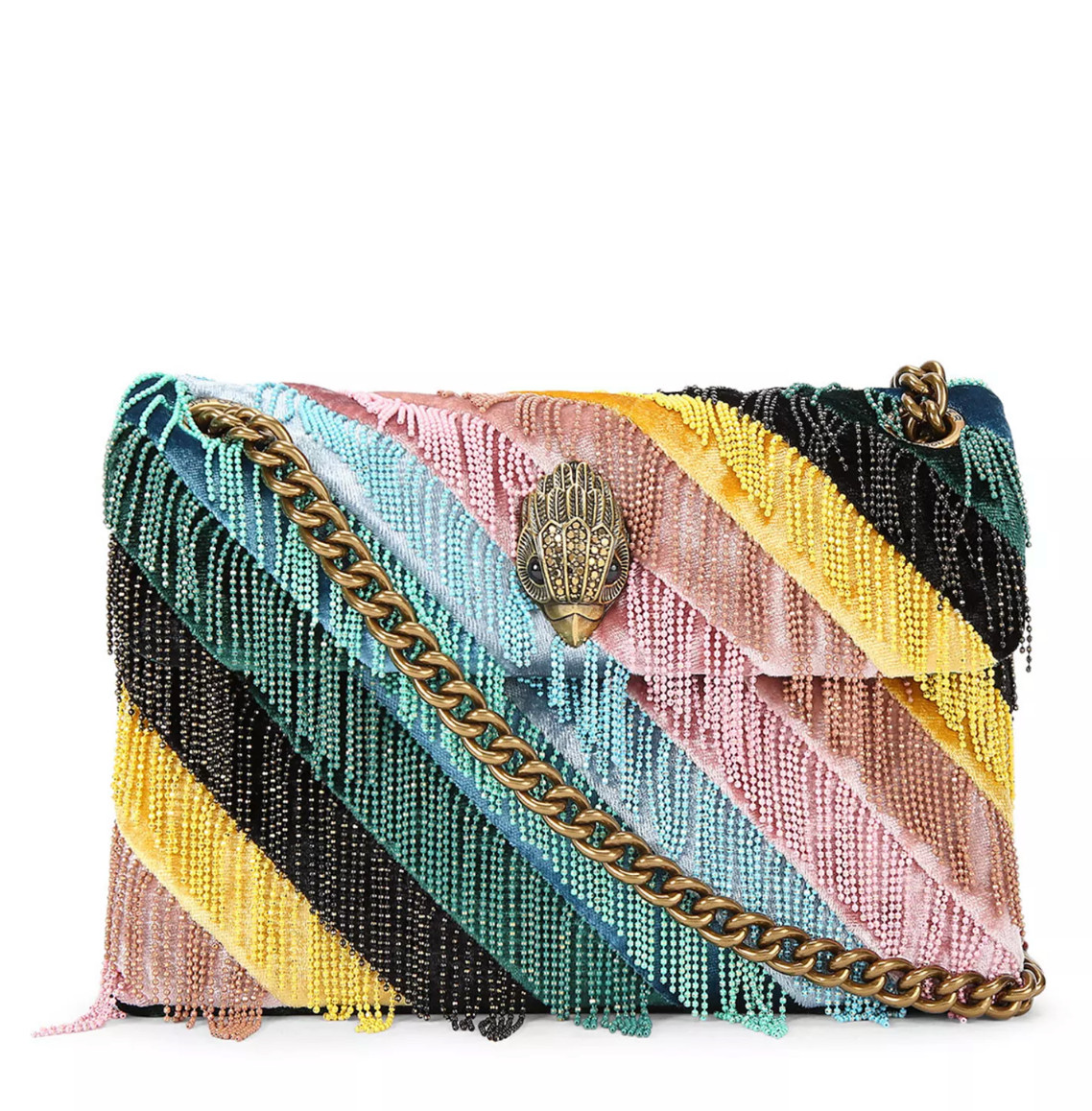 NWT $238 KURT GEIGER London Mini Kensington Fringe Evening Handbag