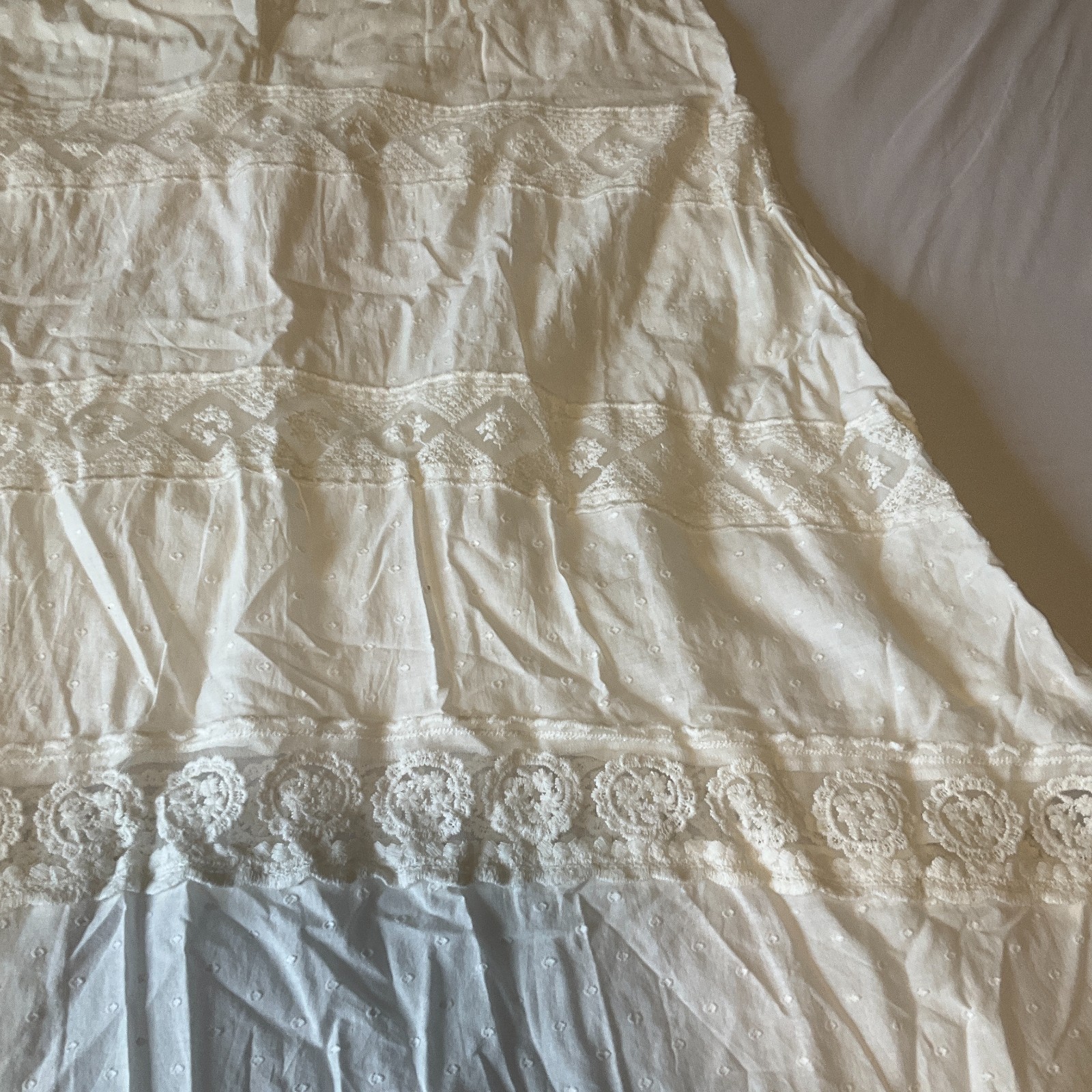 Accessorize London Beach Maxi Day Dress Womens Size L White Straps Lace Lined