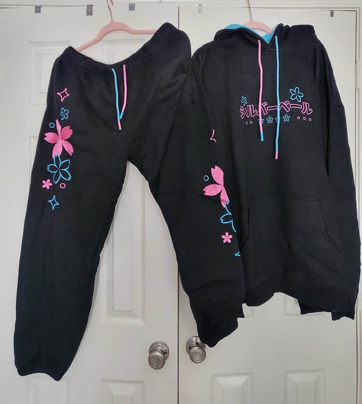 GAMERSUPPS Men’s 2pc Sweatsuit Set Hoodie & Pants 6XL Black Pink/Blue Graphic
