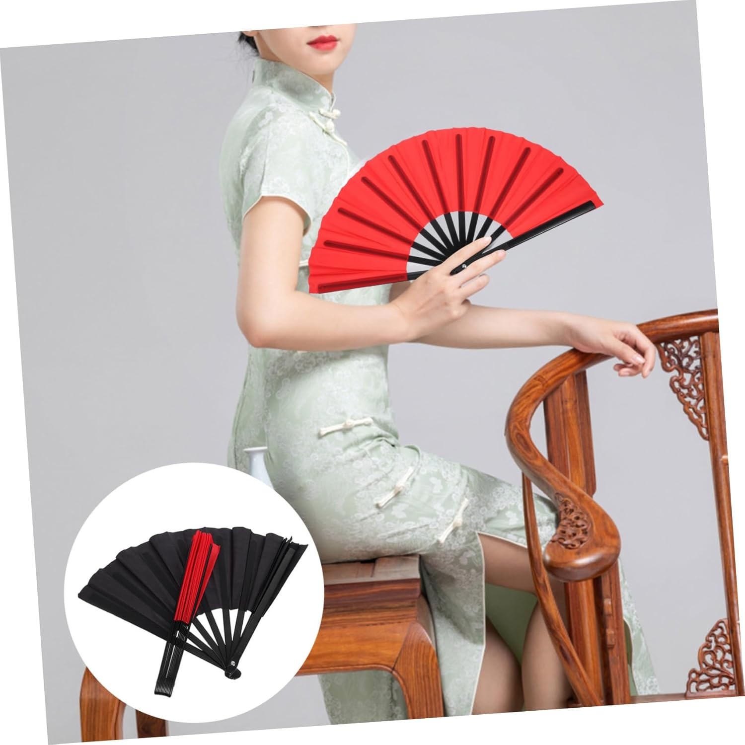 2pcs Asian Folding Hand Fans Bamboo Silk Style Wedding Party Favors Church Gift