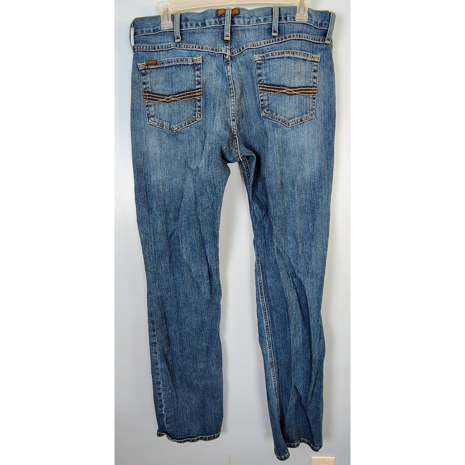 Ariat M2 Legacy Mens Relaxed Boot Cut Jeans 36×36 Blue Denim Stained Workwear