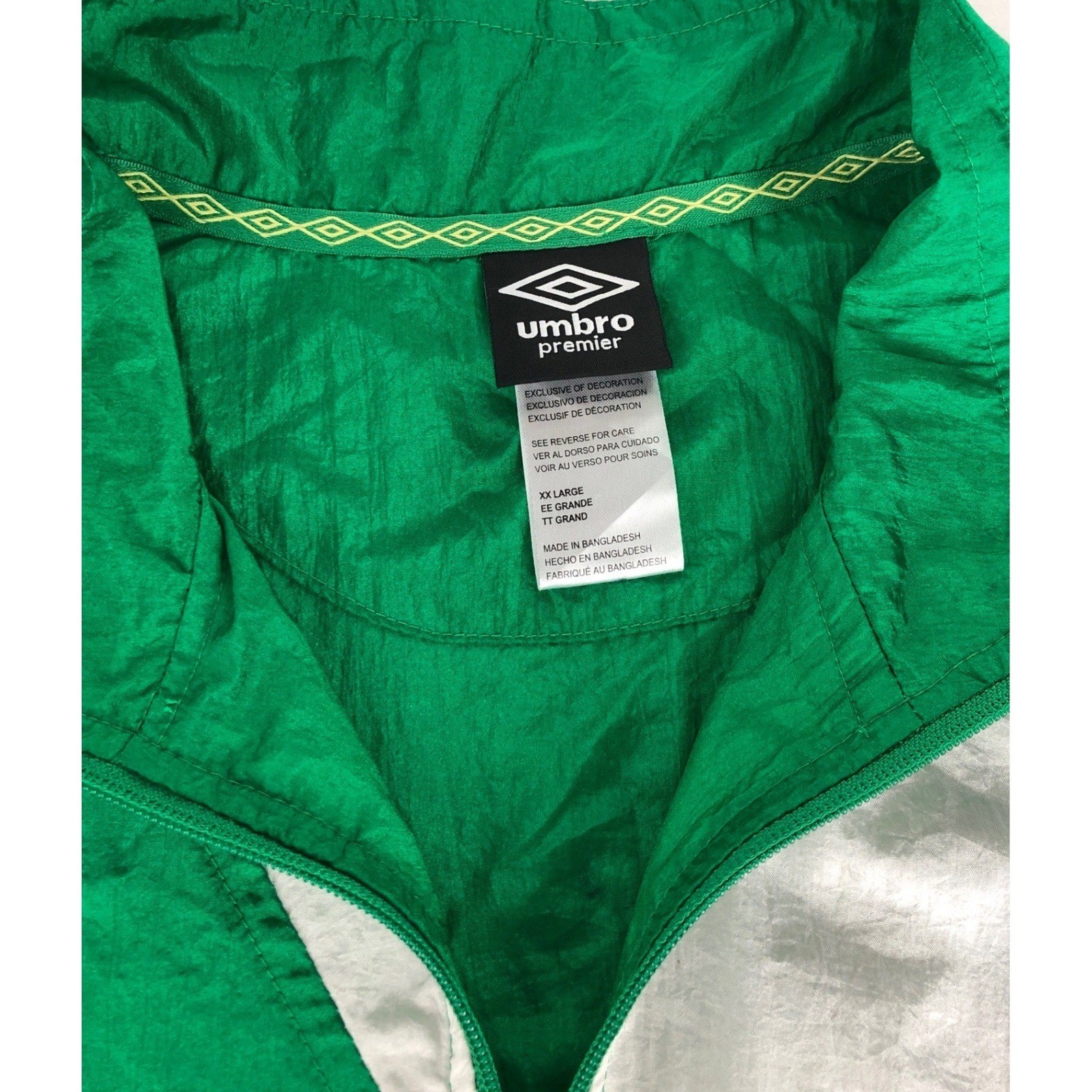 Umbro Premier Track Jacket Green White Yellow Geometric Colorblock Men’s XXL