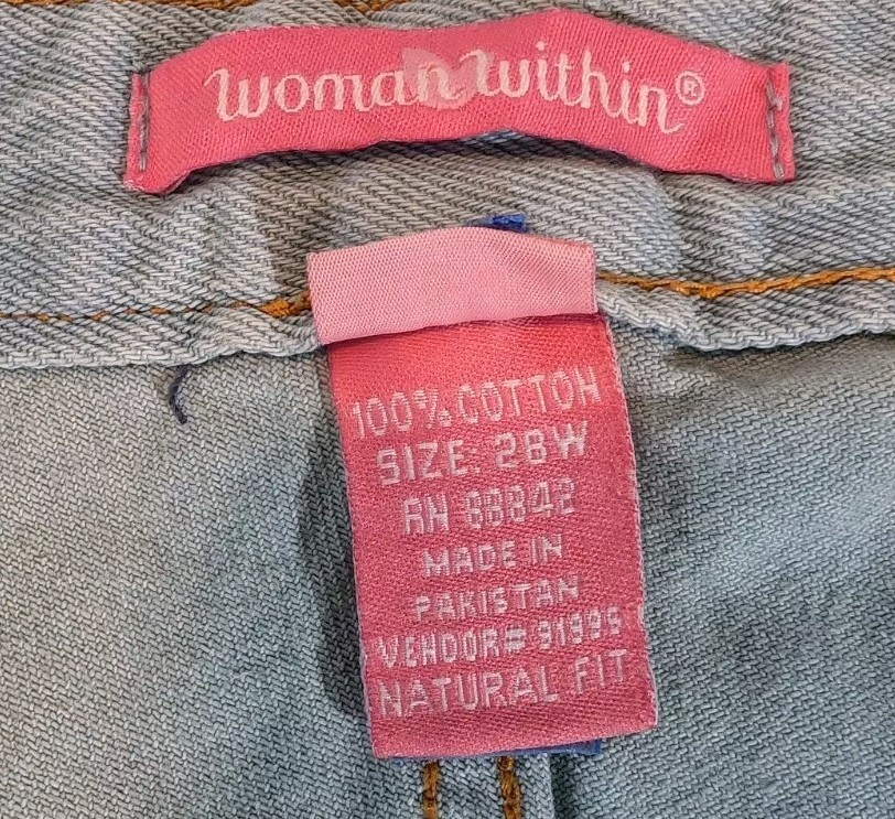 Woman Within Wide Leg Jeans 28W Light Blue Five Pocket Cuff Width 11 Inches NEW