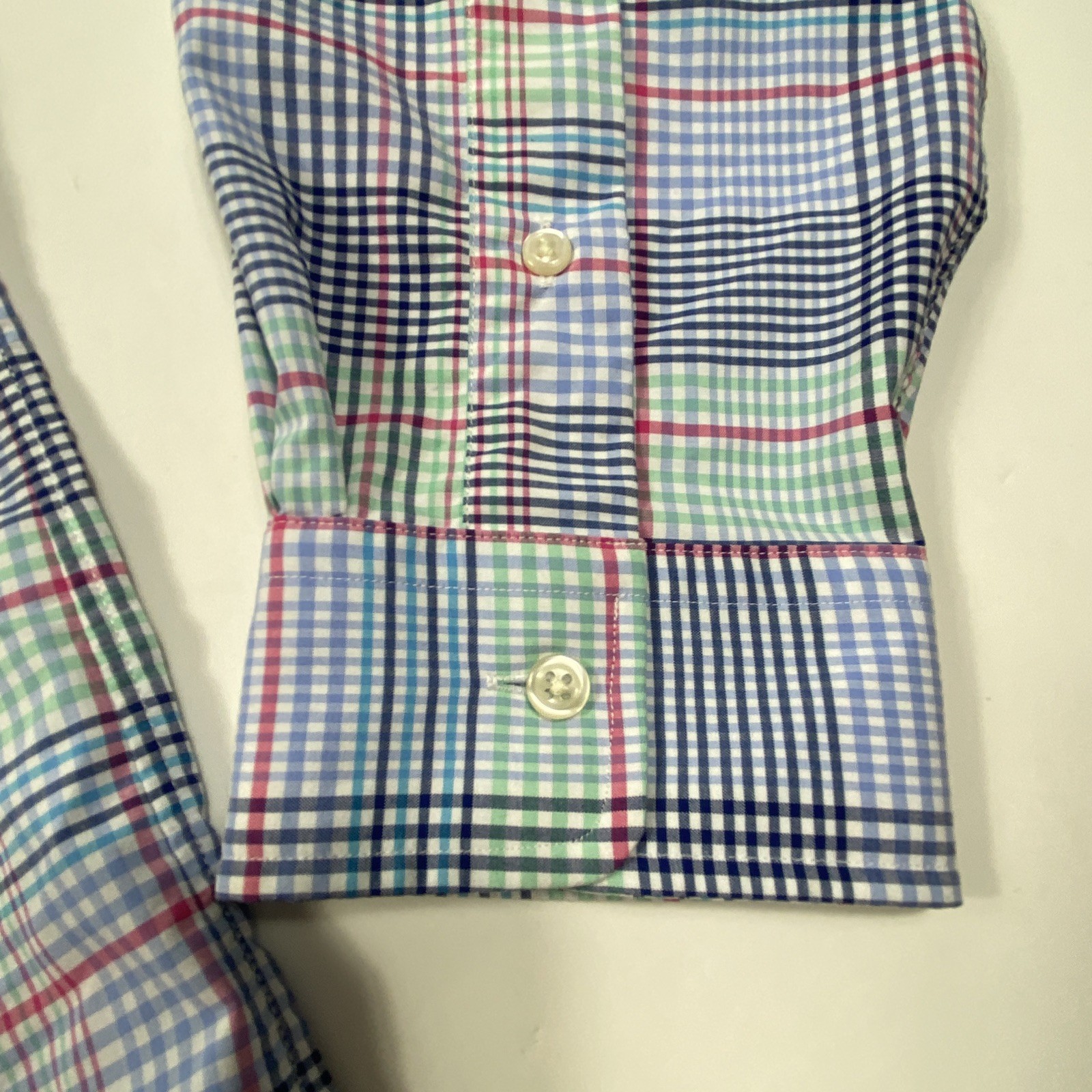 Polo Ralph Lauren Classic Fit Plaid Performance Shirt Nylon Poly Pink Blue Large