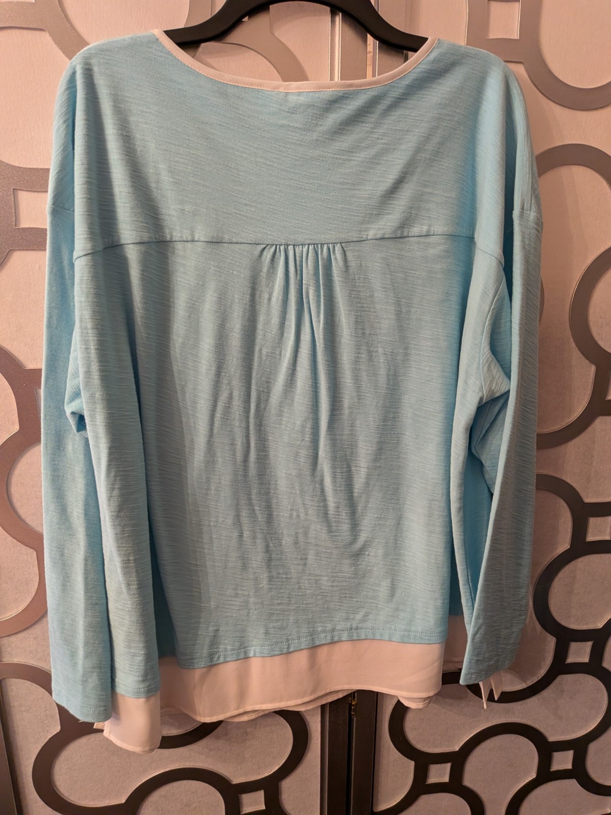 Tommy Go Figure Coastal Beachy 1X Turquoise And White Trim Top For Women
