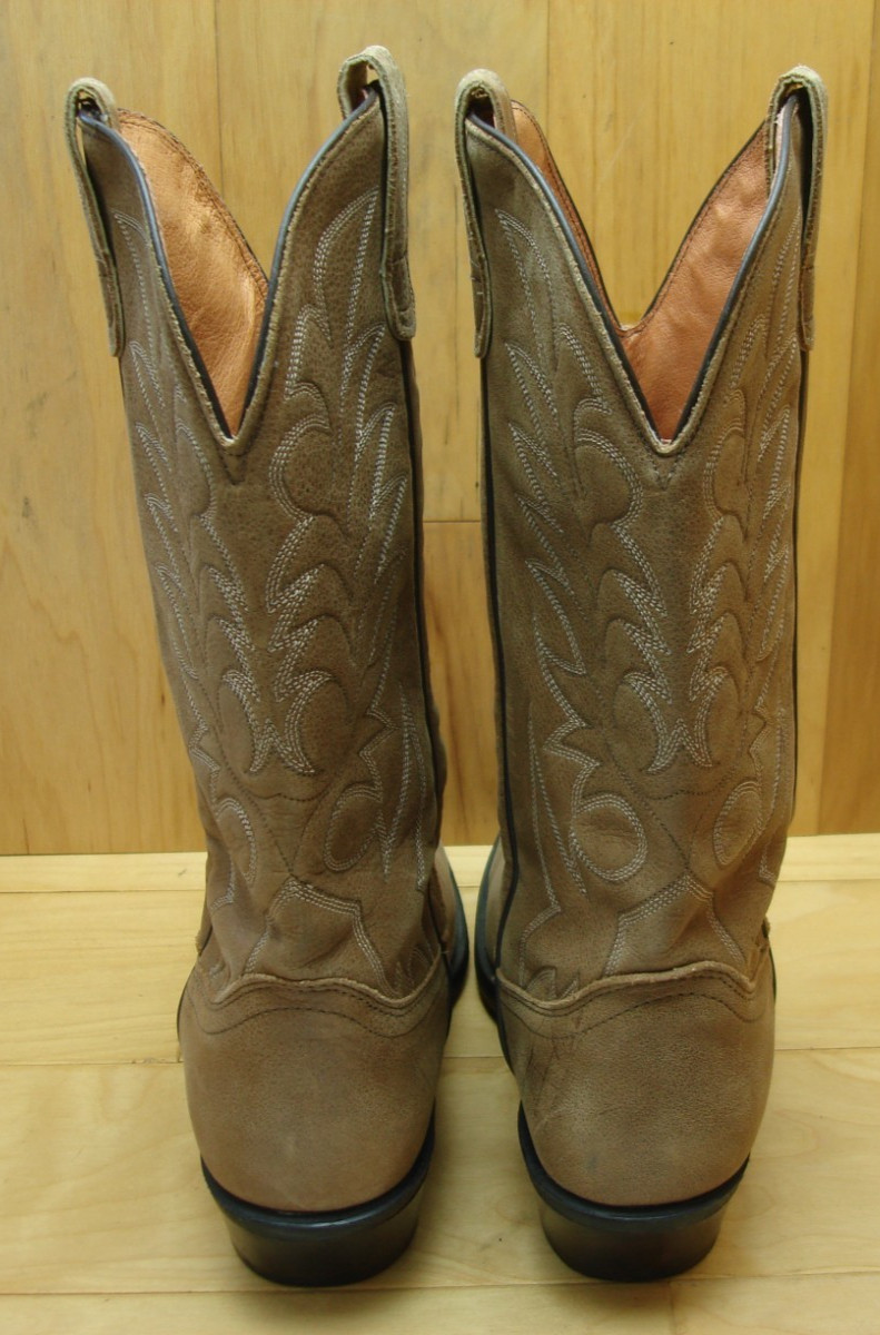 Men’s 10.5D J. CHISHOLM Tan Soft Leather Western Cowboy Boots USA Magic Flex