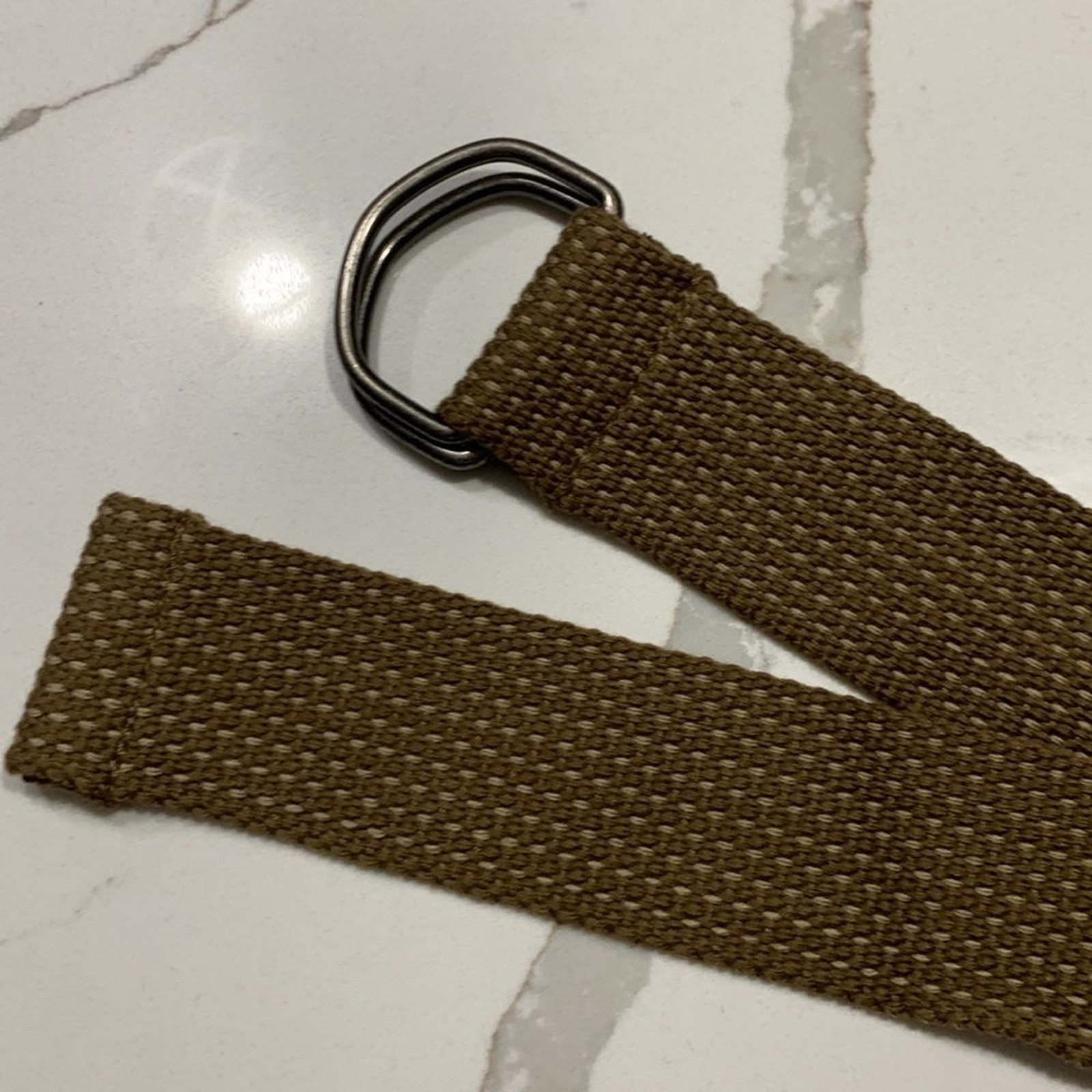 Men’s Weave Canvas Adjustable Belt Silver Hardware Size 36/47”