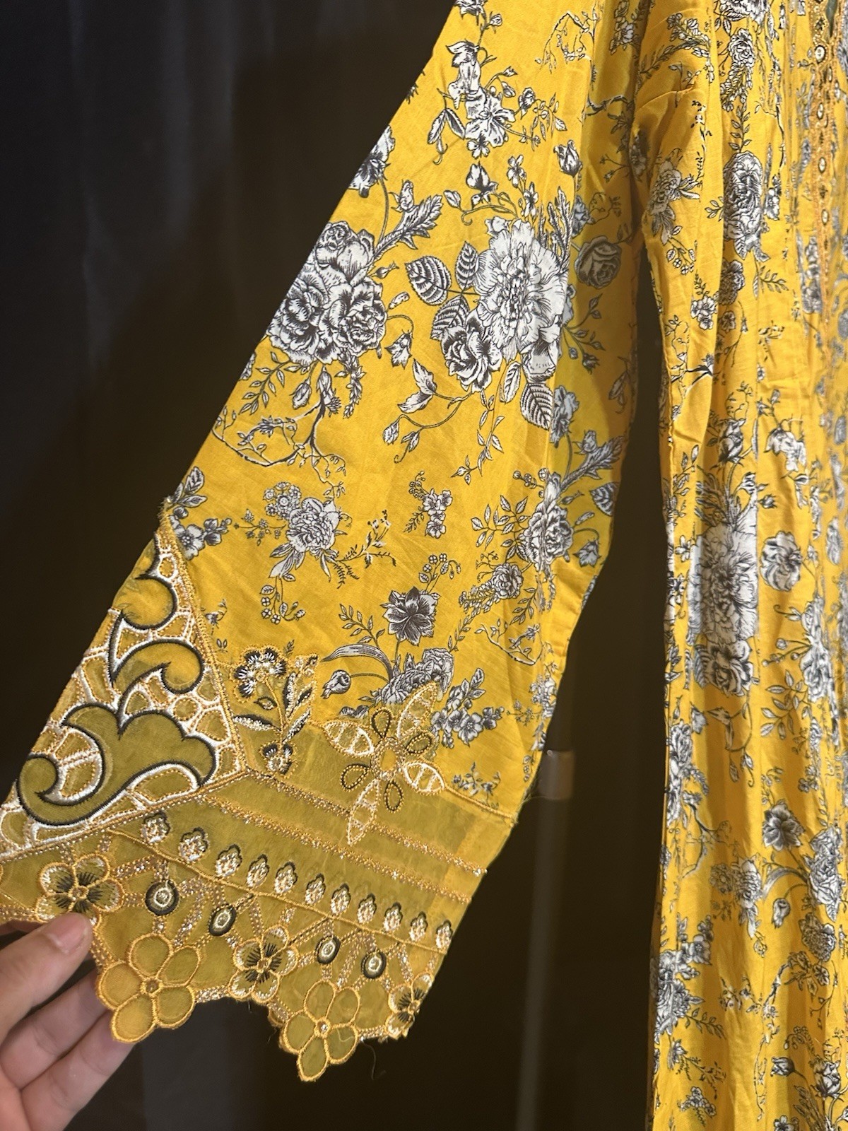 Premium Lawn Cotton 3 Pc Suit-Bin Saeed ,Cut Work Emb- Aline Style-M & L – $44
