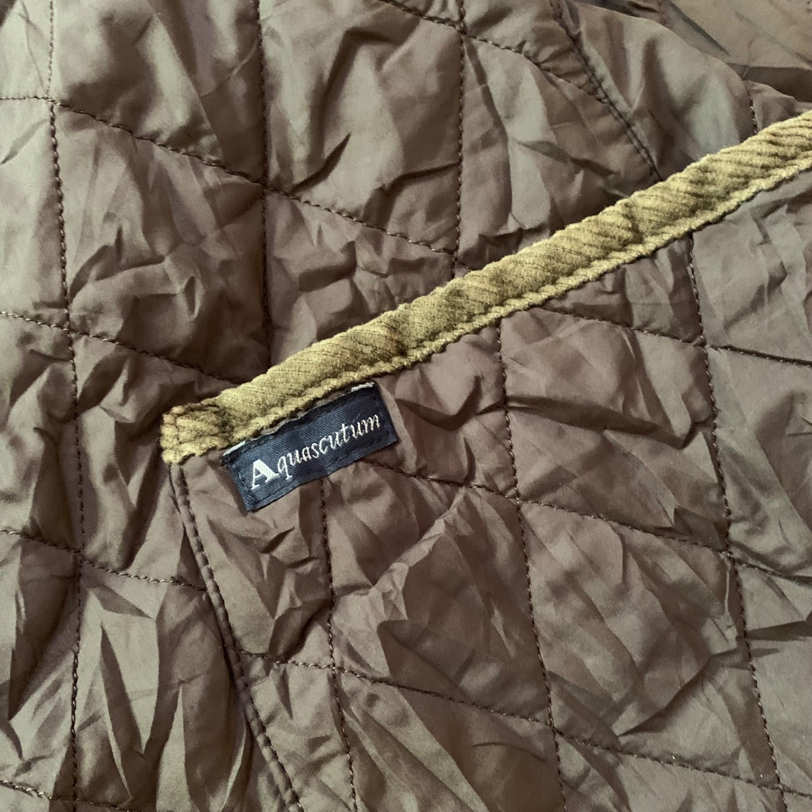 Aquascutum London Brown Quilted Jacket Corduroy Collar Heritage Barn Coat Men’s