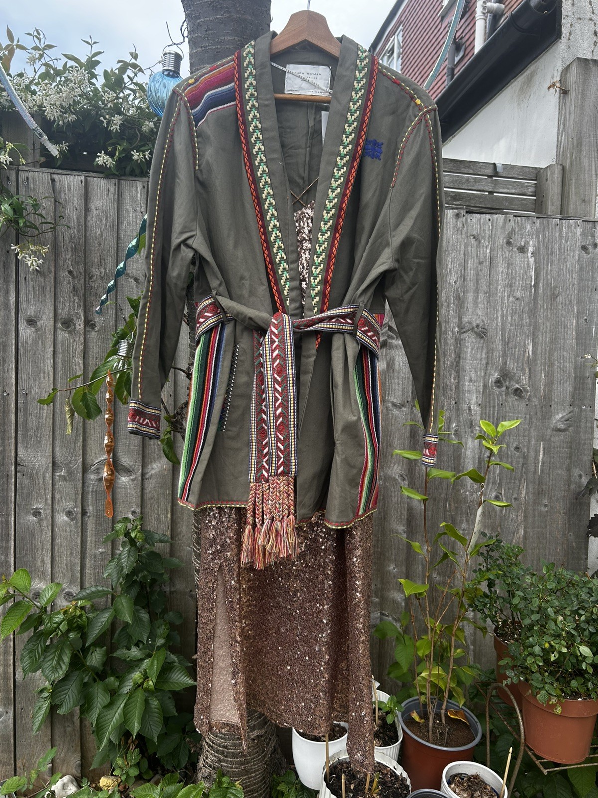 ZARA NUDE PINK LONG SEQUINED DRESS BEAD STRAPS FW16 SIZE M (MEDIUM) NEW TAGS