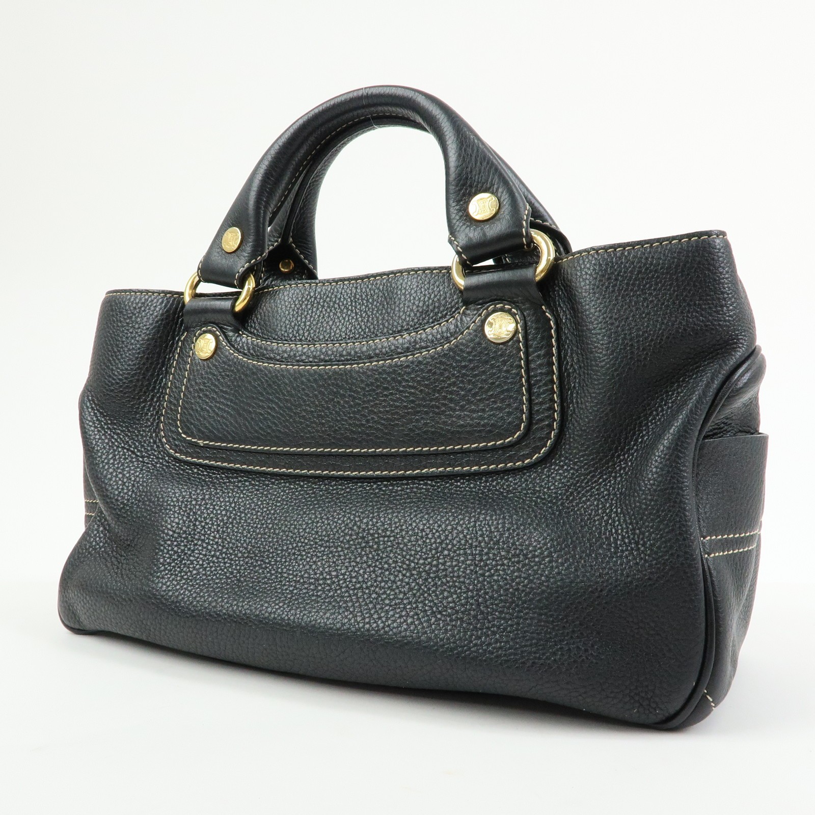 CELINE Leather Boogie Bag Hand Bag Black Authentic Used F/S