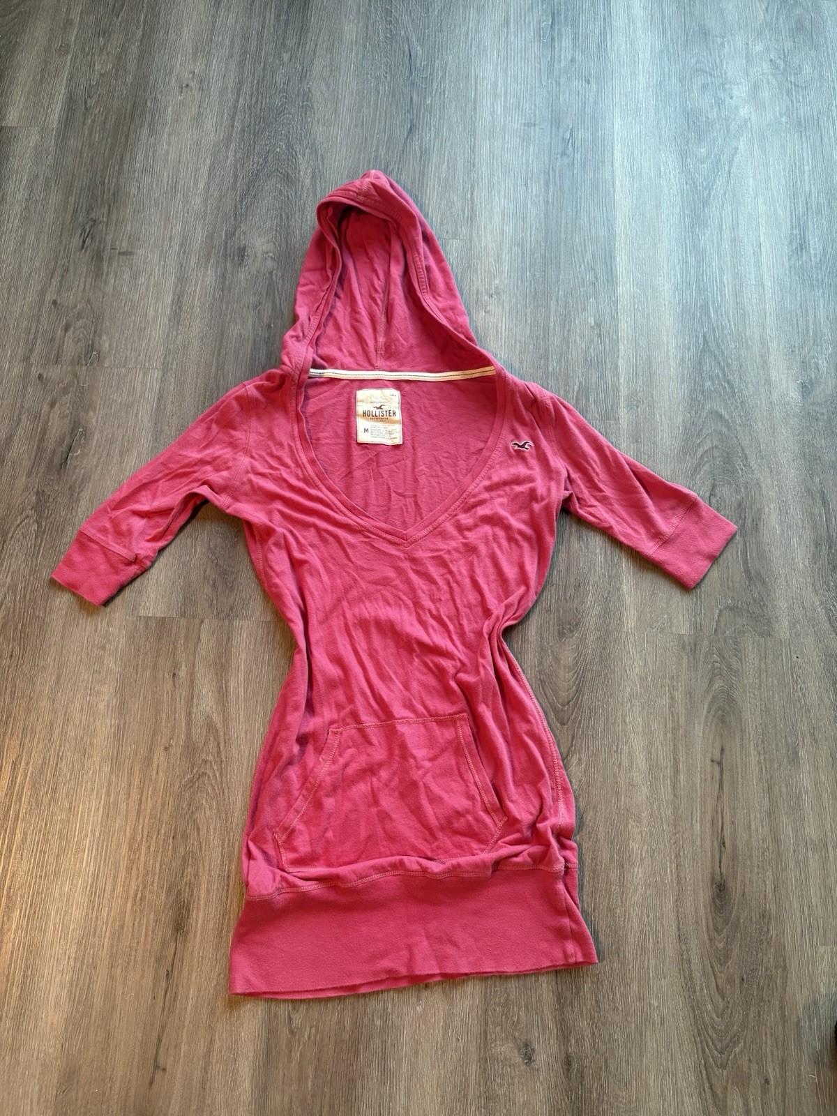 Hollister pink y2k short sleeve with hoodie womens size M
