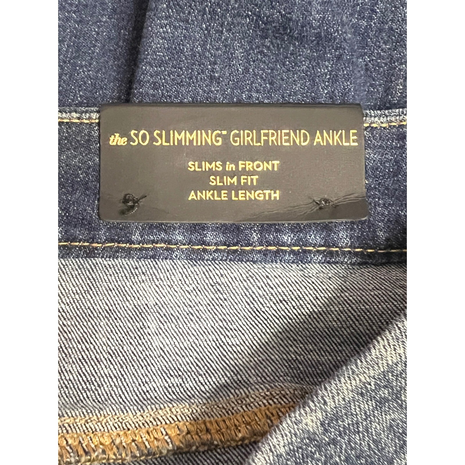 Chico’s Girlfriend Ankle Jeans Womens 3.5 (18) Blue So Slimming Birkdale Indigo