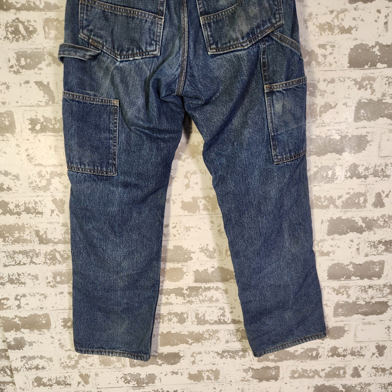 BERNE Mens Carpenter Jeans Size 30×30 Blue Denim Red Flannel Lined Workwear Pant