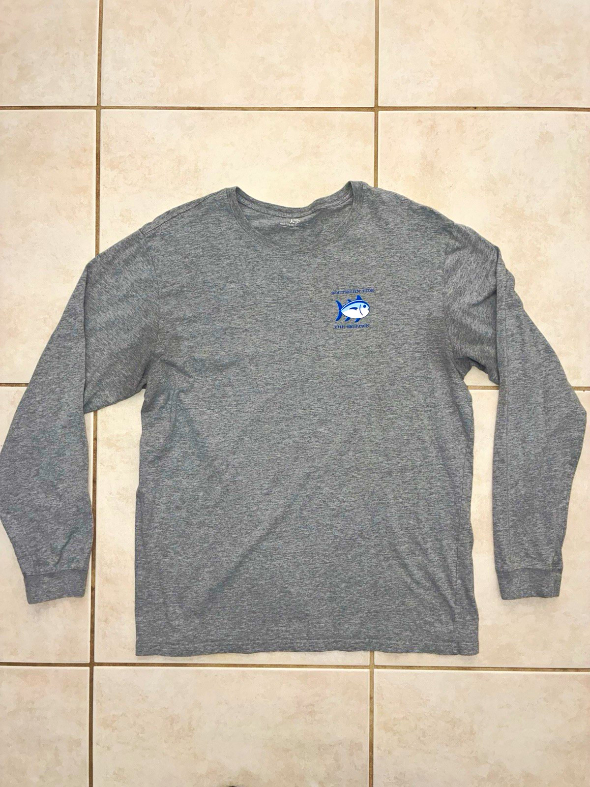Southern Tide Original Skipjack Long Sleeve Graphic T-Shirt Mens XL Gray Cotton