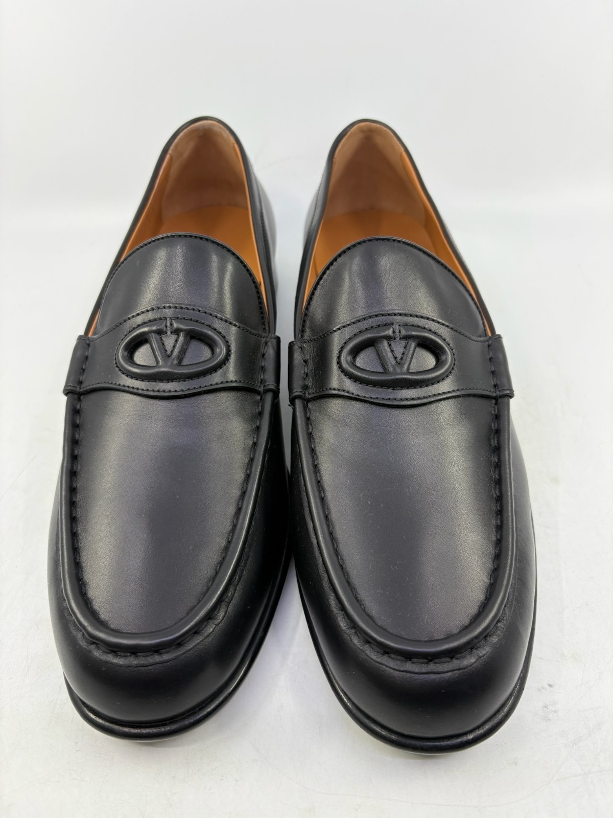 NIB Valentino Garavani Vlogo Penny Loafer Shoes Leather Black Mens EU 42/ US 9