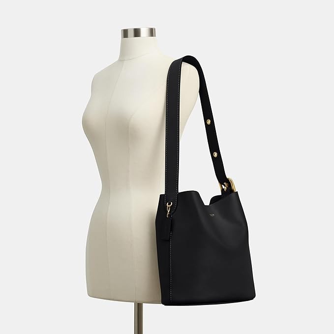 Coach Women’s Bleecker Black Bucket Bag Adjustable Shoulder Strap Pouch Gold