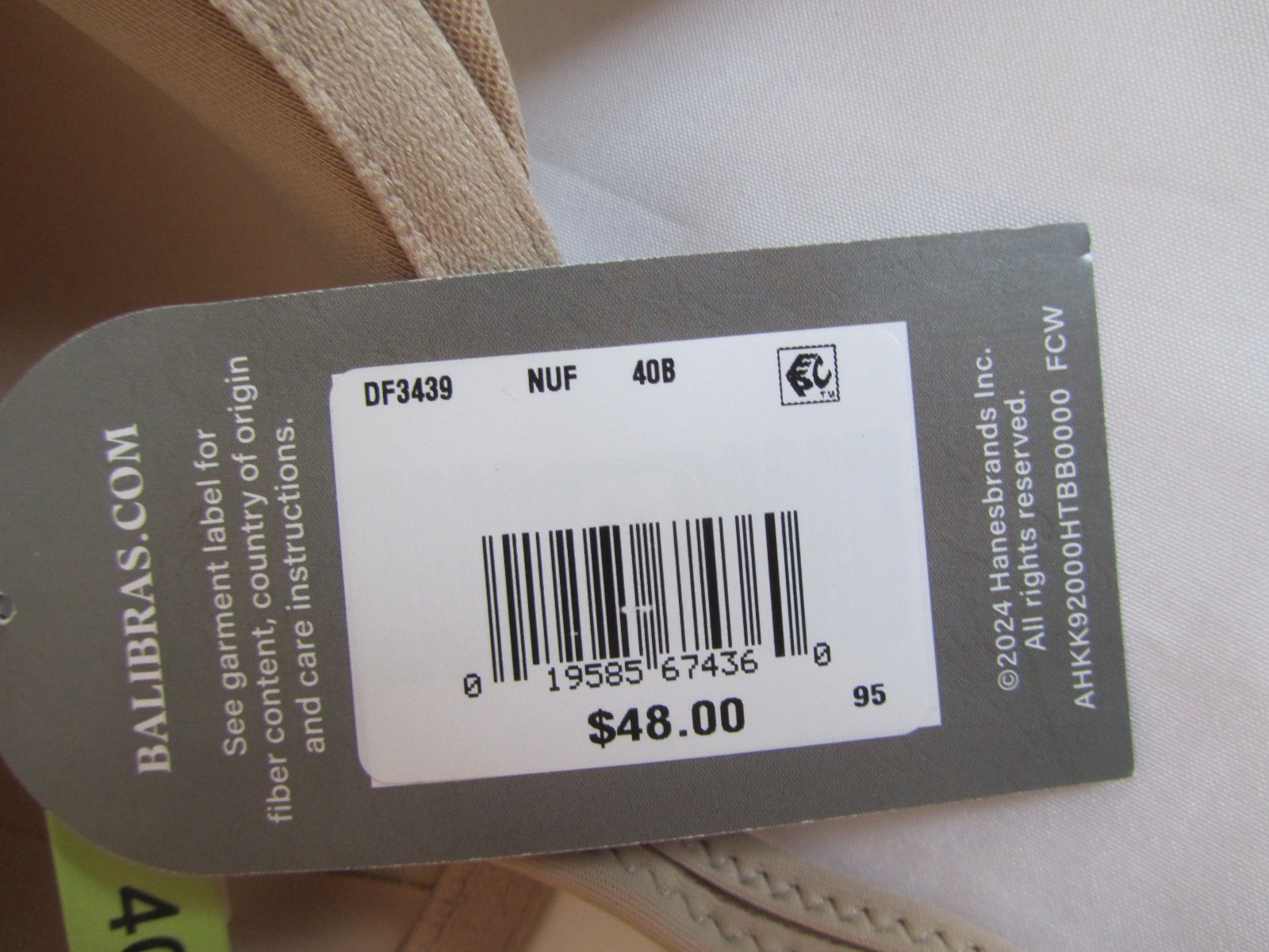 NWT Bali Style# DF3439 Size 40B One Smooth U Ultra Lite Neckline UW Bra Nude!