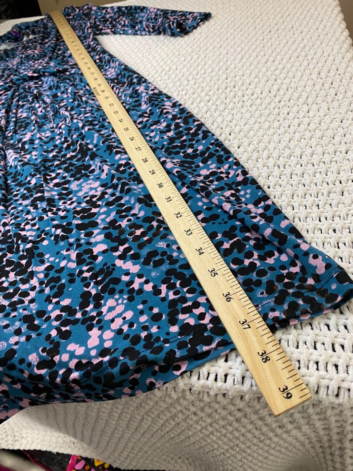 Seraphine Blue Abstract Maternity Dress Women Size 4 3/4 Sleeve Jersey Stretch