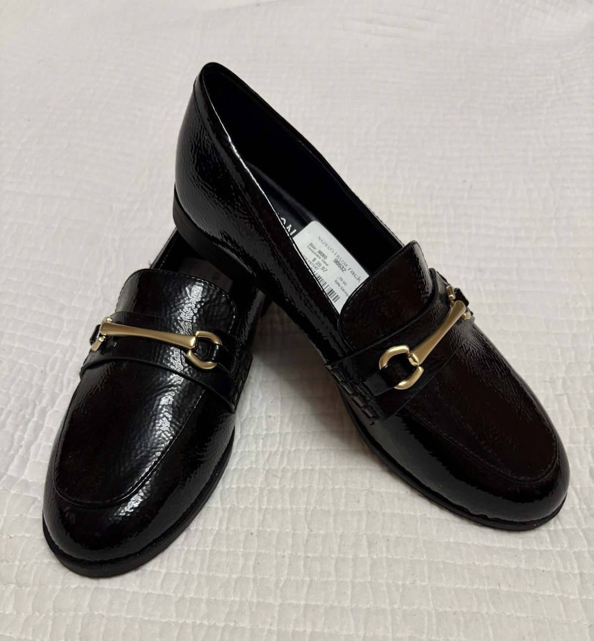 Reaction Kenneth Cole Women’s Black Faux Leather Slip-On Loafer Flats 6.5M