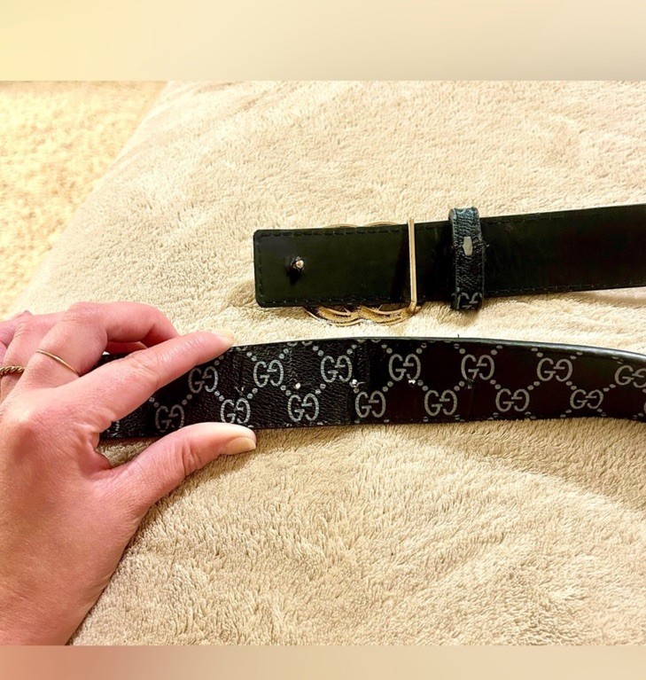 Black GG Leather Belt