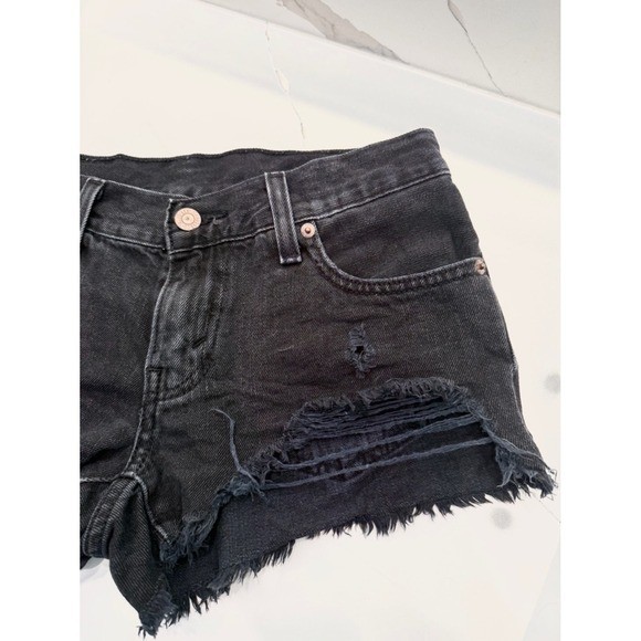 Levi’s Black Distressed Denim Shorts
