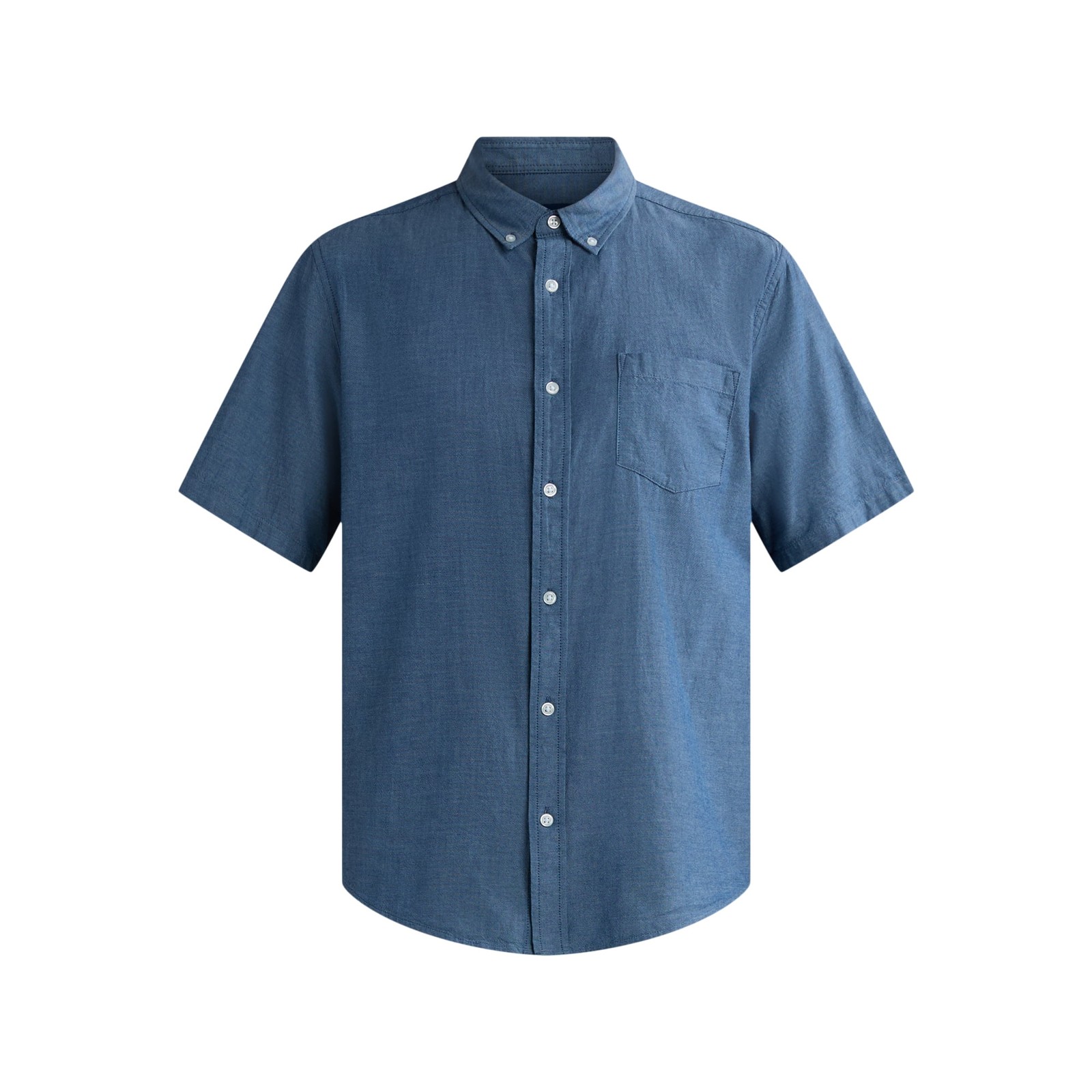 George Men’s Blue Lightweight Button-up Short Sleeve Poplin Collard Shirts: 3XL