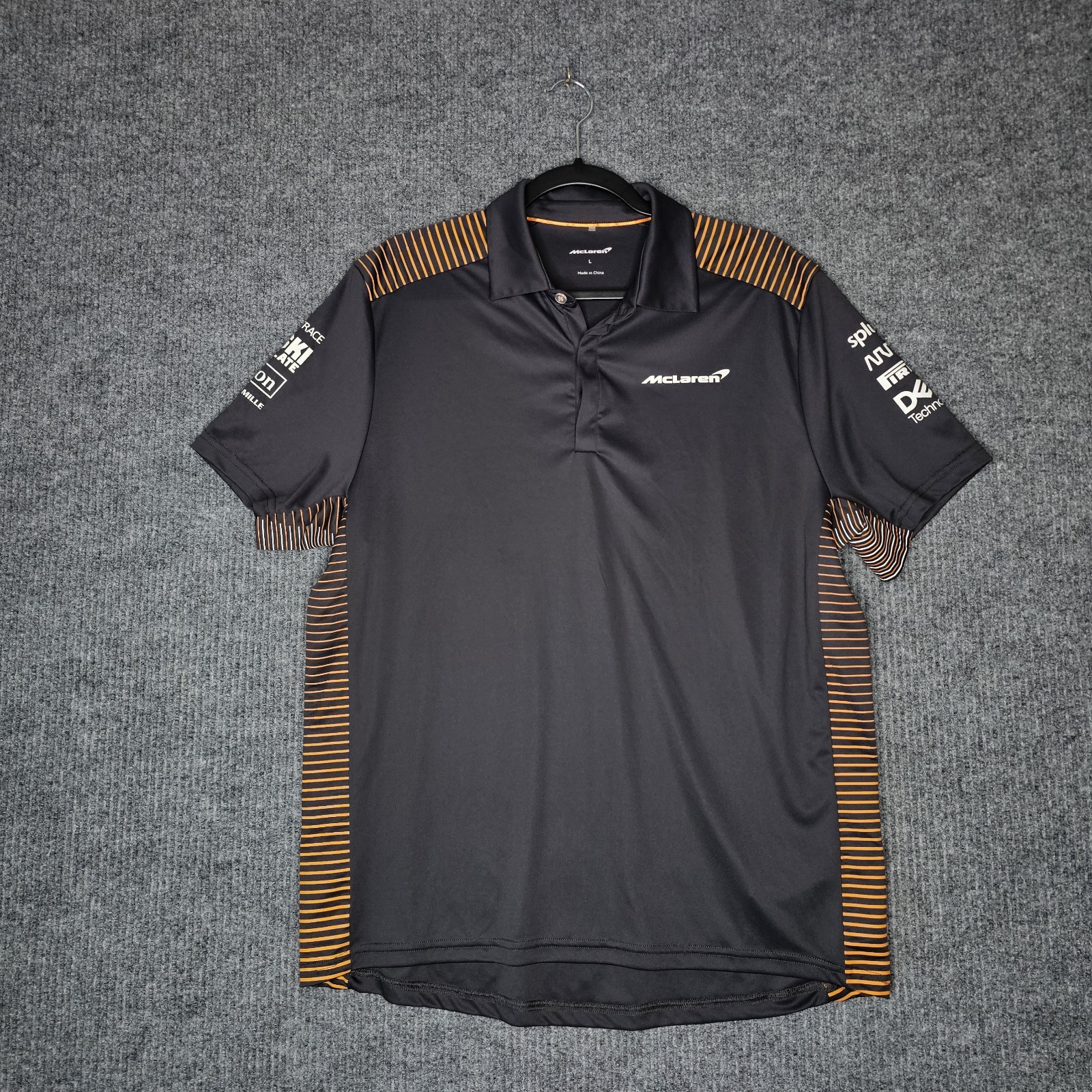 McLaren F1 Mens Team Polo Shirt Papaya Phantom Orange Size Large L Formula 1