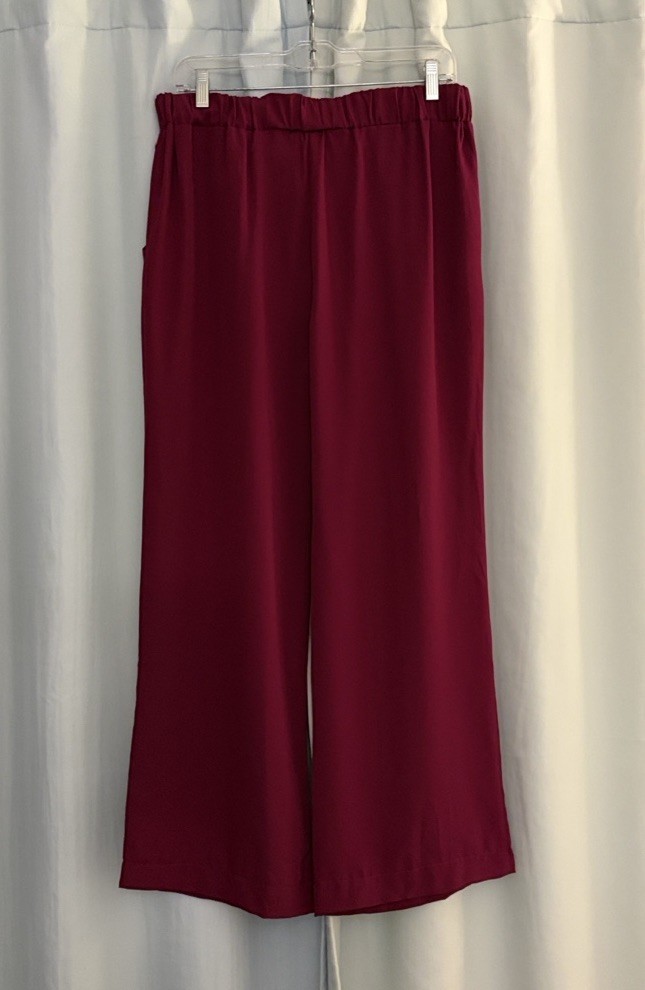Harper And Gray Women’s Elegant Burgundy /dark Pink Wide Leg Lightweight Pants,L