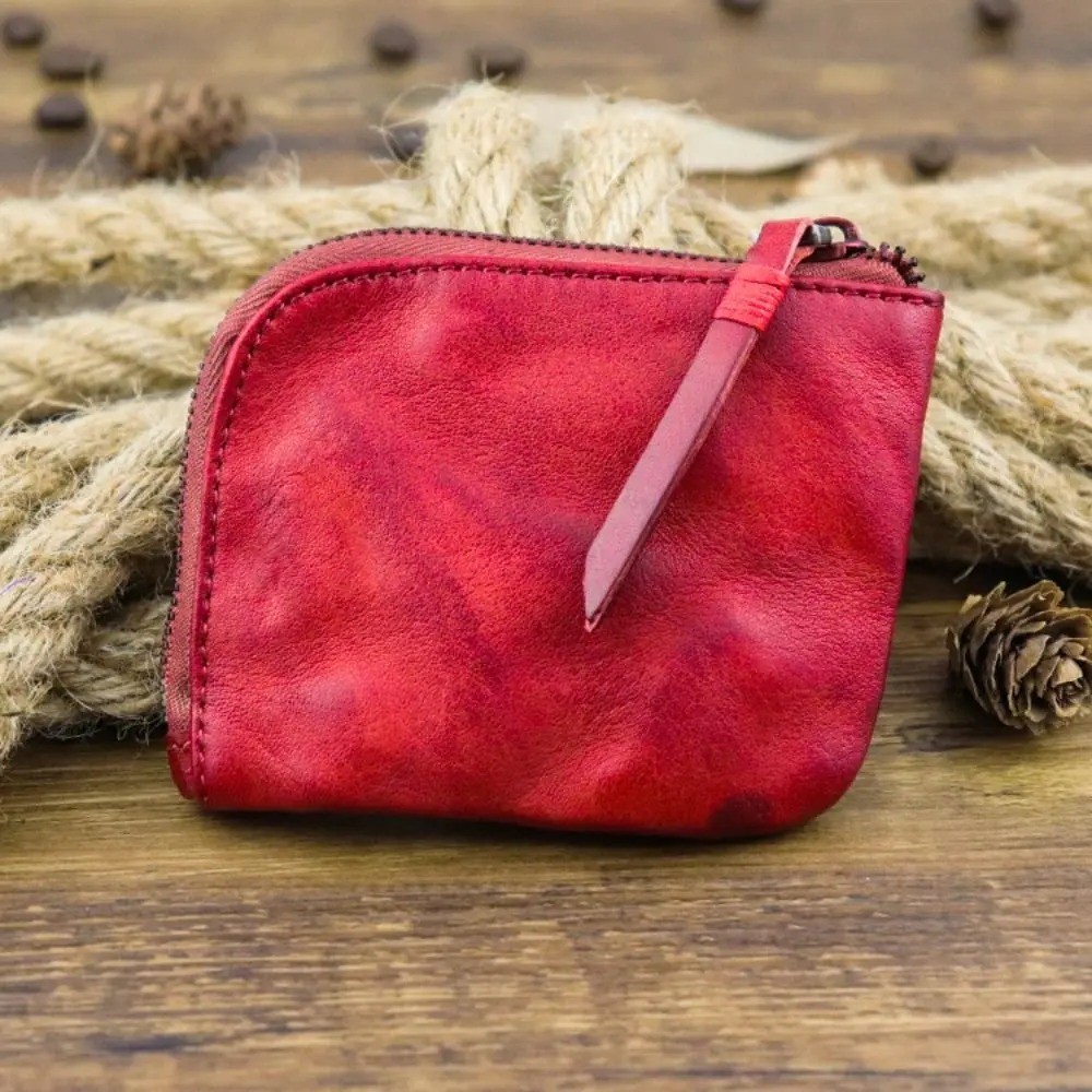 Unisex Leather Coin Purse Vintage Handmade Multi-colors Zipper Wallet Key AA