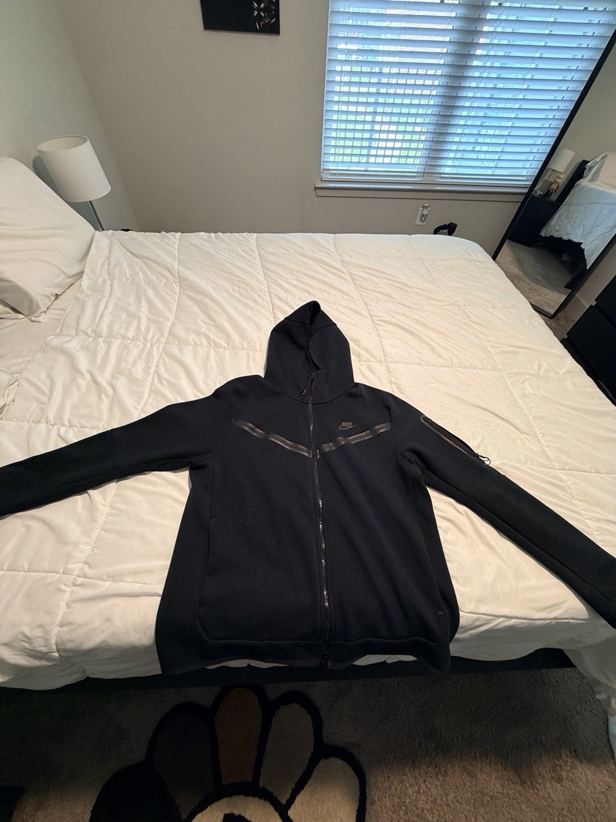 Nike Black Fleece Tech Hoodie Jacket Full Zip Size Large Mens