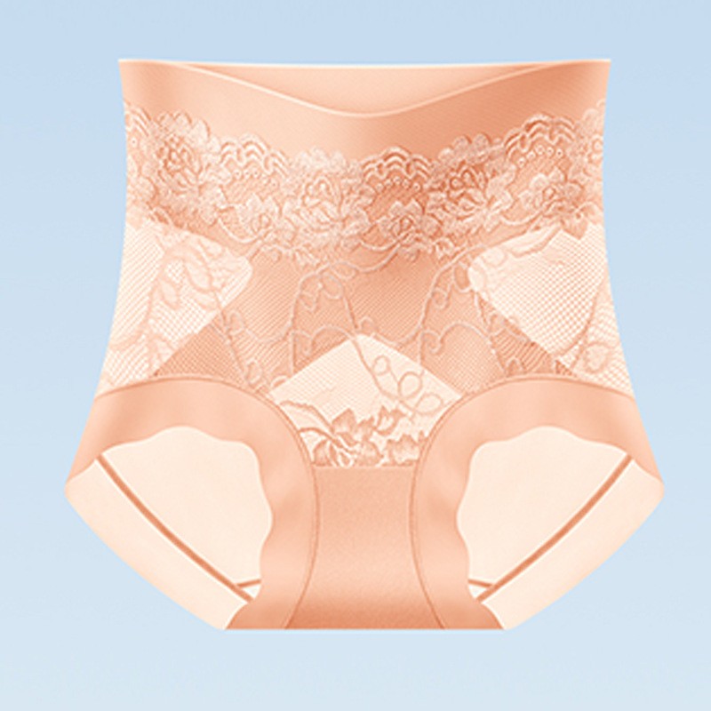 Women Briefs High Waist Thin Seamless Floral Tummy Control ShapeUnderpants 32961