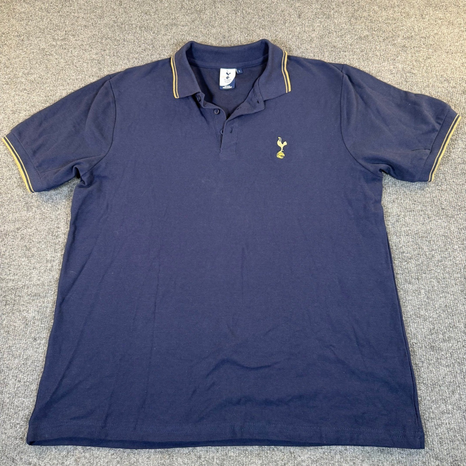Tottenham Hotspur Mens Navy Blue Cotton Pique Polo Shirt Spurs Soccer L #3000