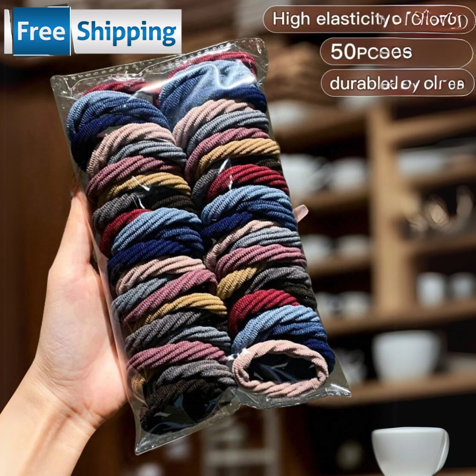 50PCS Girls Colorful Hair Ties Elastic Ponytail Holders Hair Accessories