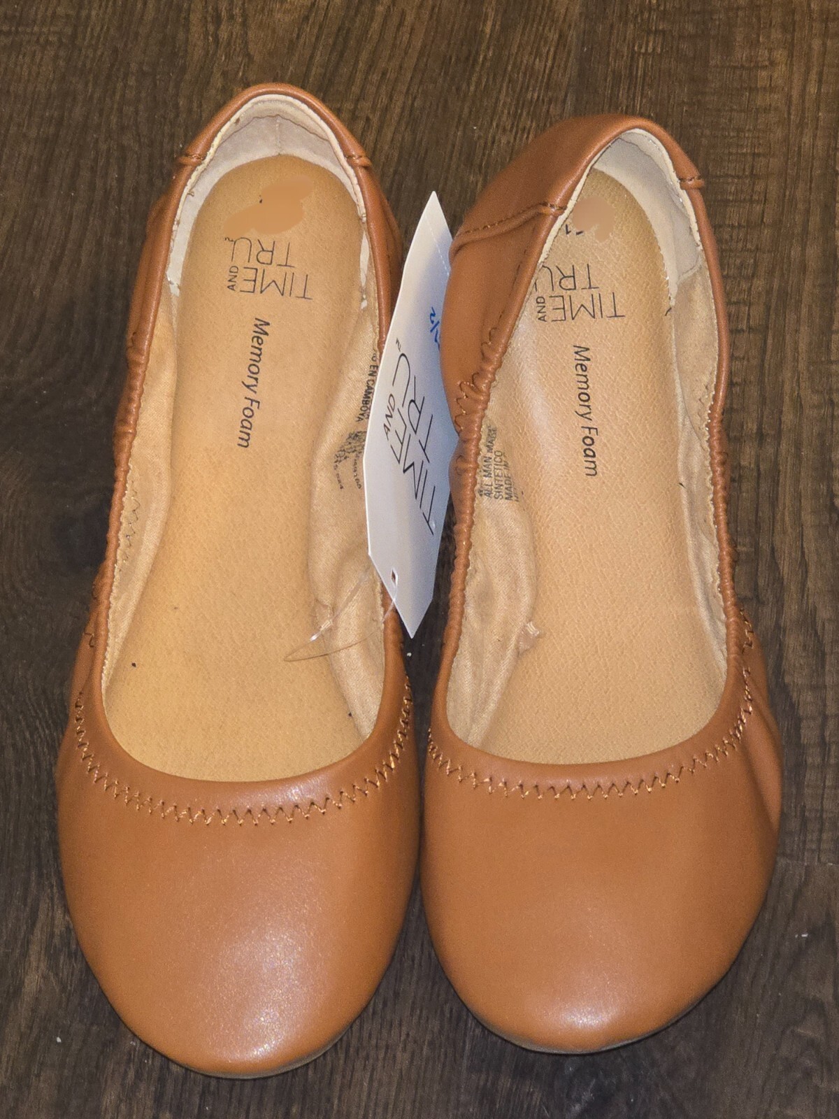 Time and Tru Women’s Sz 6 6.5 7 8.5 9.5 10 11 Cognac Scrunch Slip-On Ballet Flat
