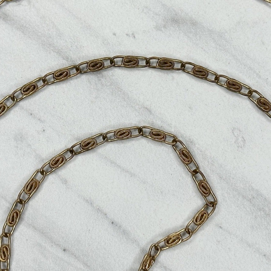Skinny Gold Tone Swirl Chain Link Purse Handbag Replacement Strap 47″