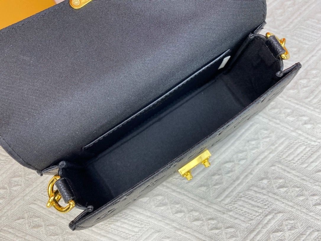louis vuitton wallet on a chain black with gold accents