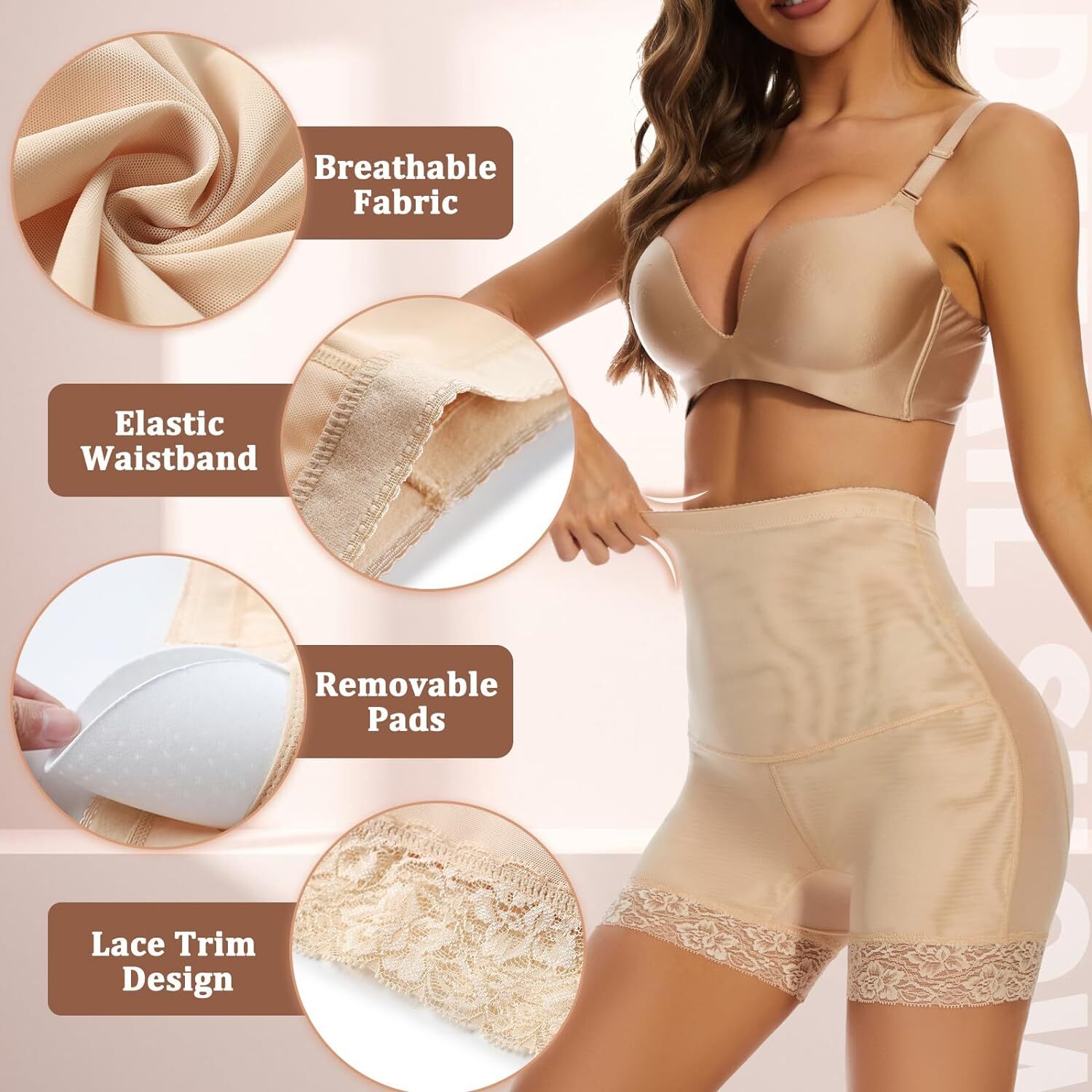 Women Padded Underwear Fake Ass Butt Lifter Hip Enhancer Body Shaper Boyshorts