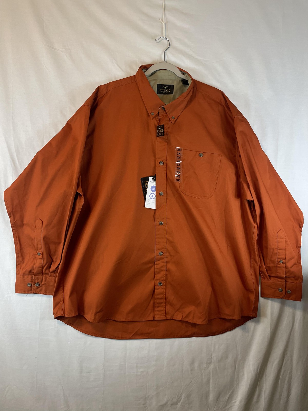 RedHead Shirt Mens 3XL Orange Long Sleeve Button Down Nanotex Spill Resistant