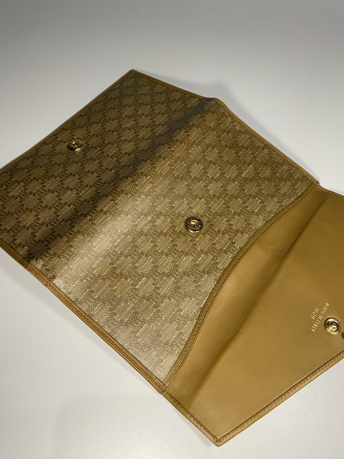 CELINE Rare Long Wallet Logo Triomphe Macadam Canvas Leather Made in Italy