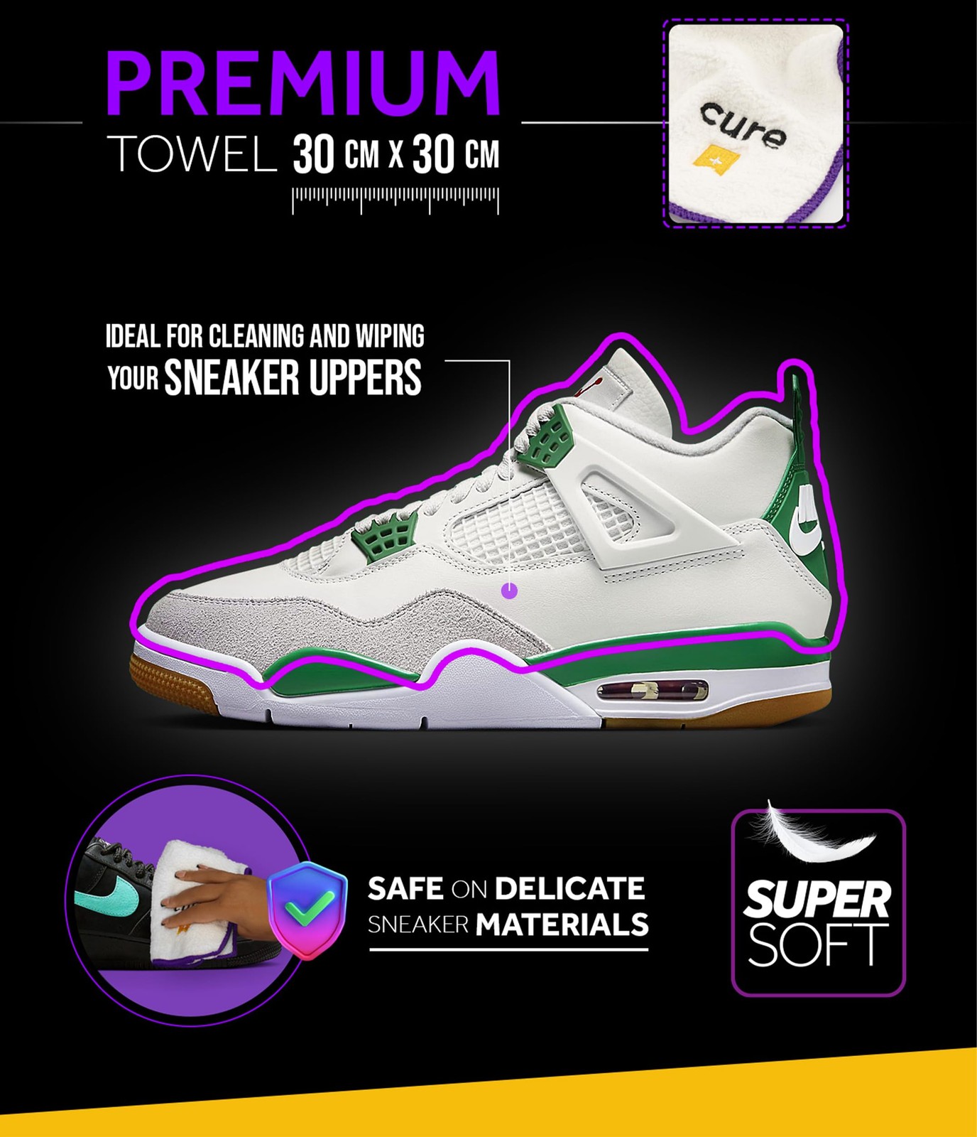 Shoe Cleaner Microfibre Towels – Premium Sneaker Cleaning for Midsole, Outsol…