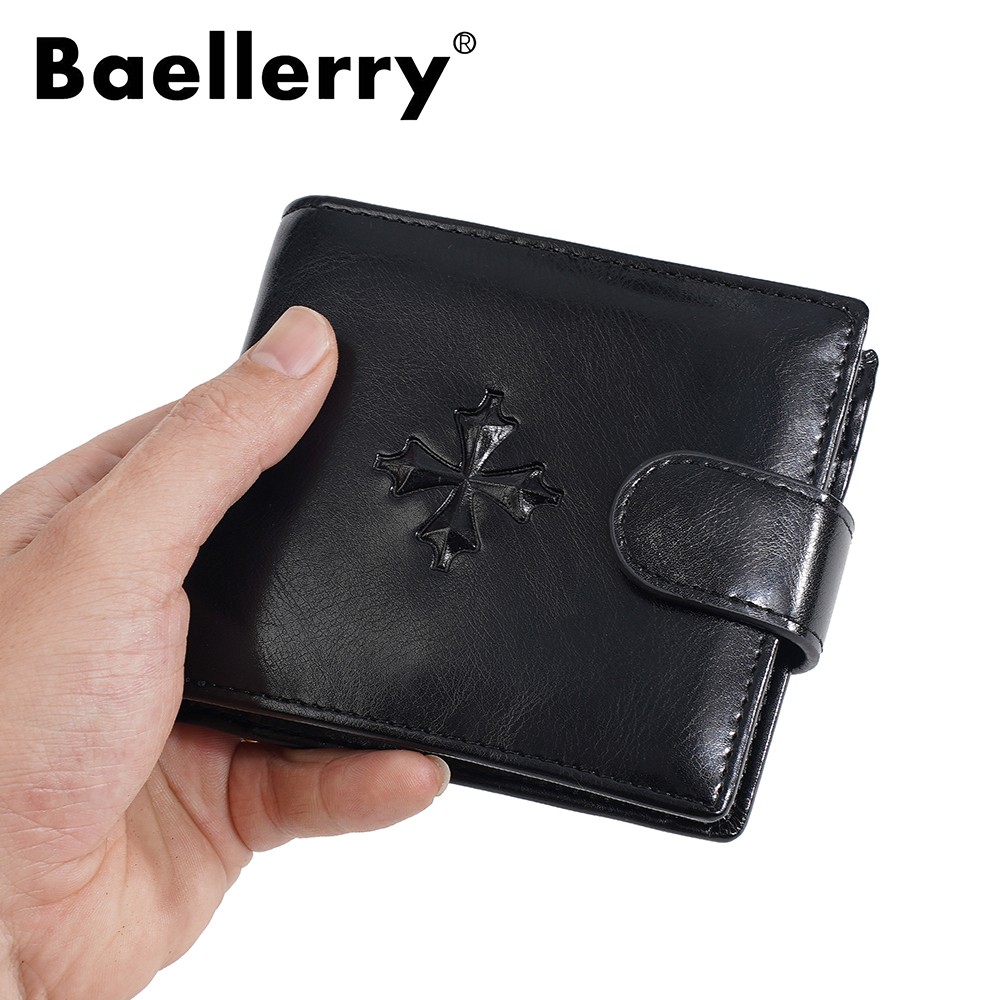Men’s Leather Thin Business Card Case Wallet Folding Billfold Wallet Hasp Snap