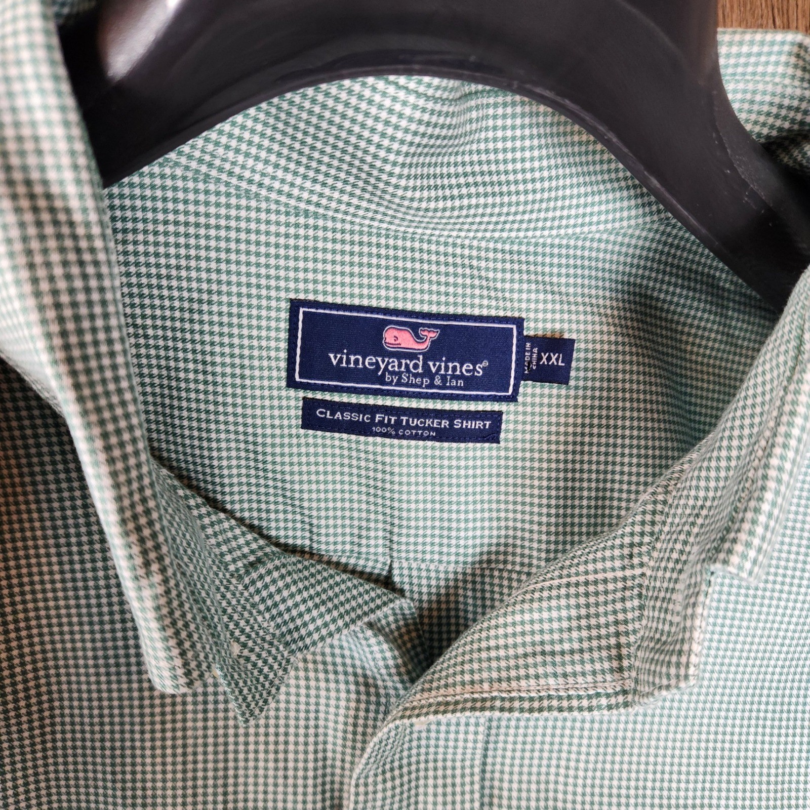 Vineyard Vines Classic Fit Tucker Shirt Mens XXL Green White Gingham Button Down