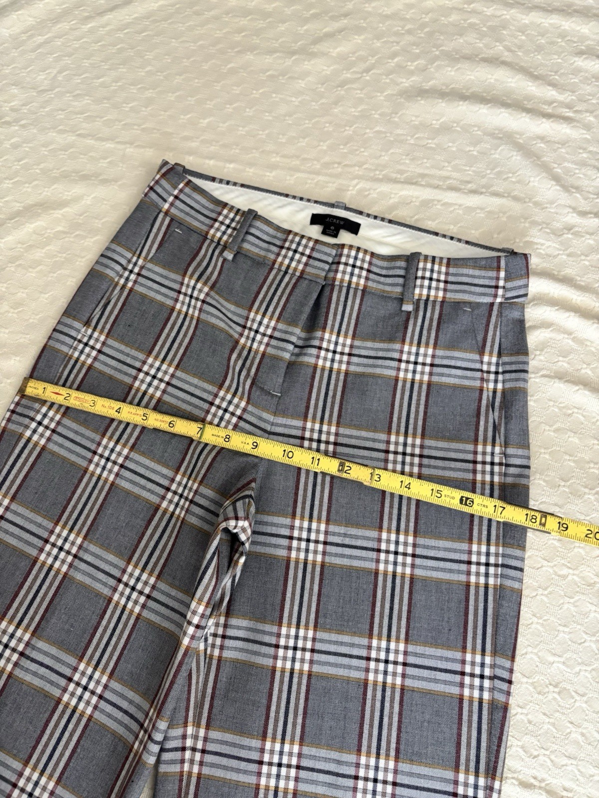 J.Crew Plaid Cropped Trousers Size 6 Gray Office Academia Minimalist Chic