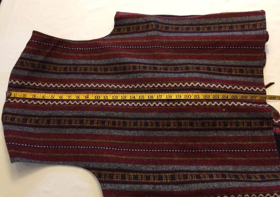Woolrich Wool Vest Multi Patterned Large Lg L Leather Closure GUC – See Details