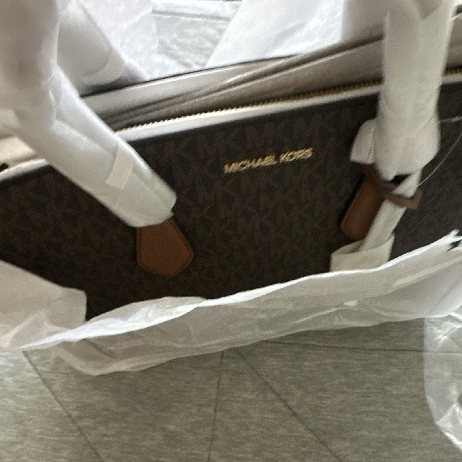 Michael Kors Signature Logo Medium Brown Satchel, Detachable Strap