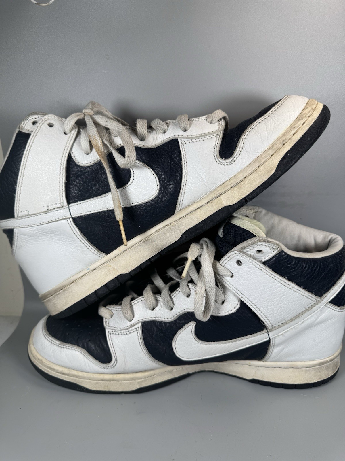 Nike Dunk High White Navy 830383-412 Men’s 10.5 Vintage 2000 Used