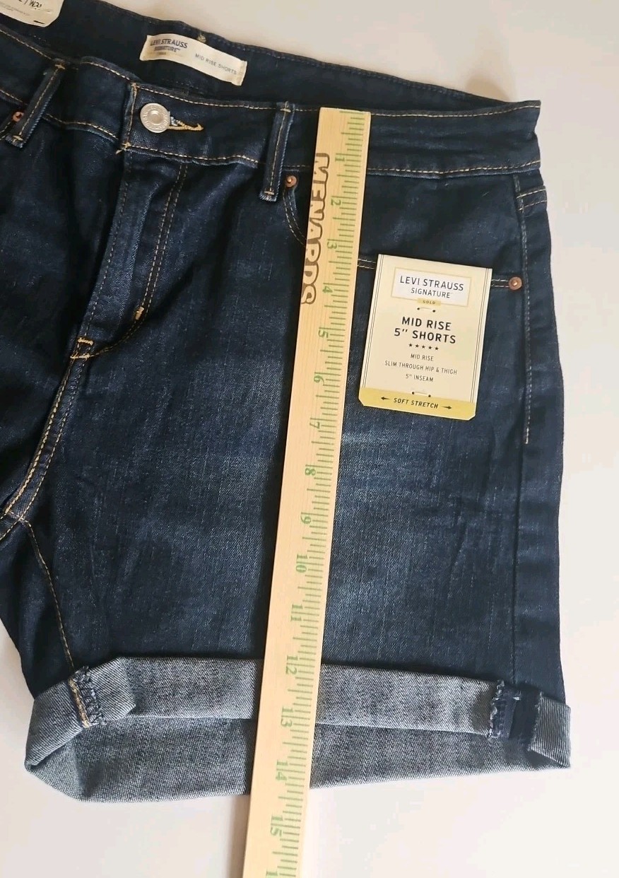 Levi’s Strauss Gold Label Mid-Rise 5″ Denim Shorts Soft Stretch Women 12/W31 New