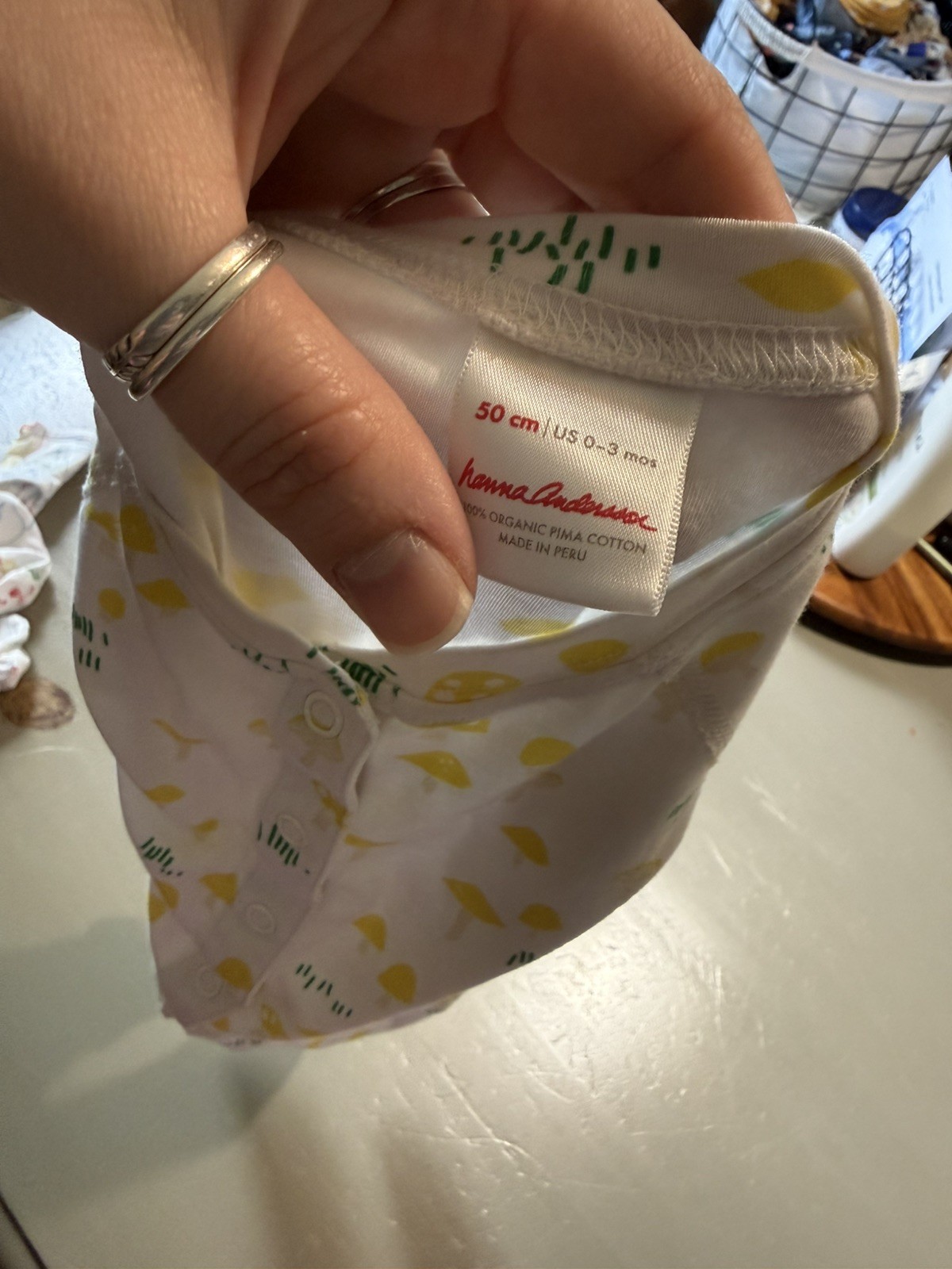 Hanna Andersson Mushroom Print Footed Button Sleeper 0-3 Months Pima Cotton